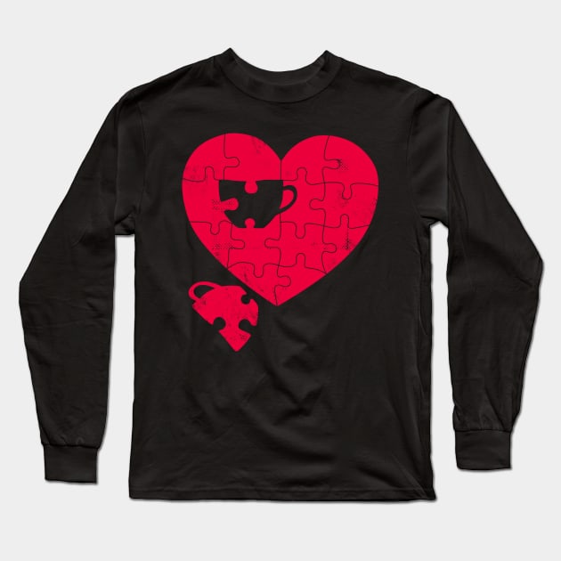 I love coffee and puzzles Long Sleeve T-Shirt by inkonfiremx